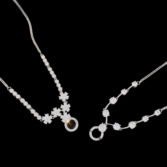 Silver Crystal Circle Necklace - Picture 6 of 8